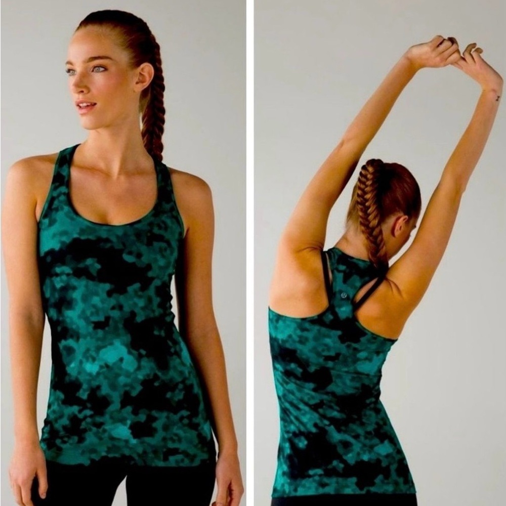 lululemon athletica Green Camouflage Tank Top